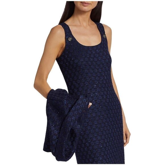 St. John Check Knit Sequin Dress size 4 - Picture 5 of 13